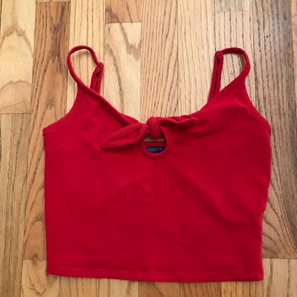 Aeropostale Keyhole Red Crop Tank Top - Picture 2 of 3